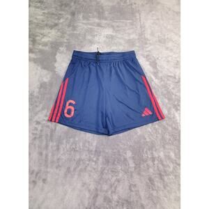 Adidas Sz M #6 Men’s Blue Athletic Shorts 3-Stripes Logo Training Soccer C20-15